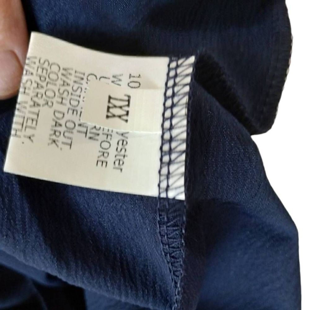 Womens Navy Pants Sz 2X Ankle Cropped Elastic Crepe Casual Elastic - Picture 10 of 10